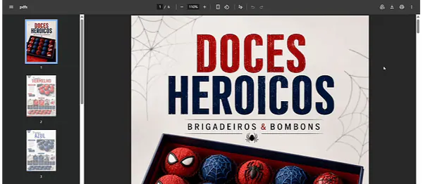 Visualização do catálogo de doces em PDF